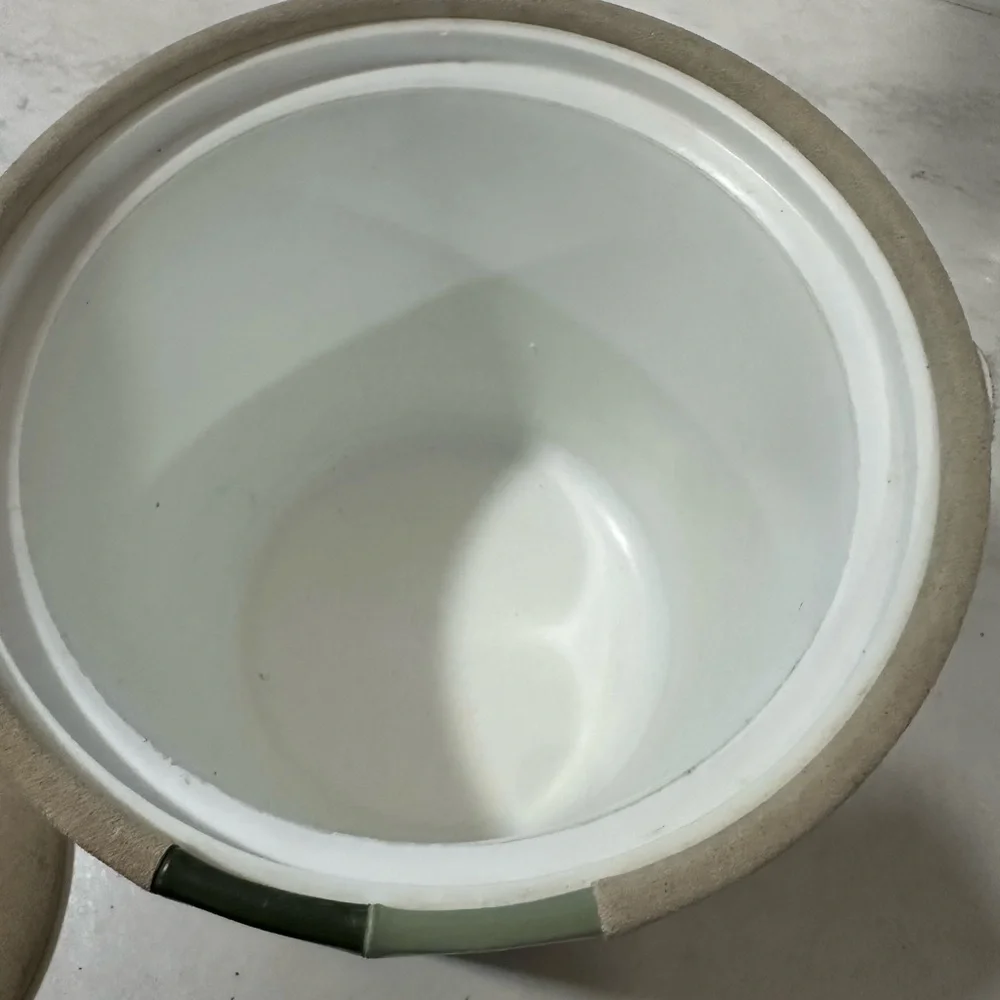 Elegant Cream and Green Ice Bucket